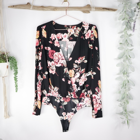 AFRM Tops - AFRM Kelsey thong bodysuit surplice floral NEW 019